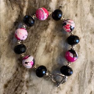 Pink and black bracelet